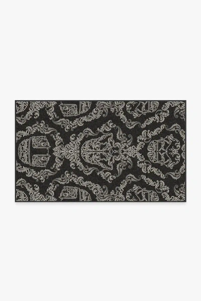 Ruggable Dark Side Damask Charcoal Flatwoven Rug In Gray