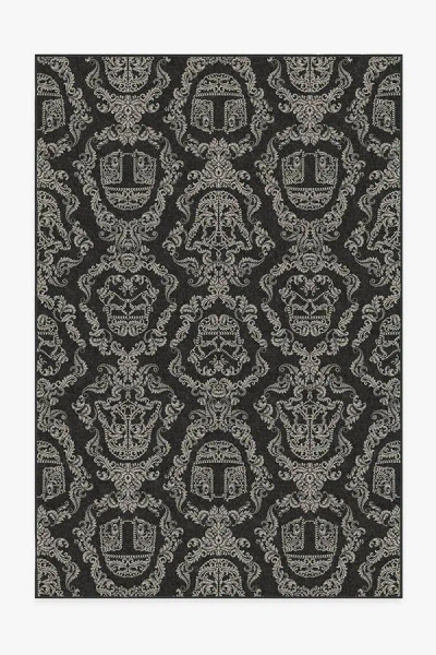 Ruggable Dark Side Damask Charcoal Flatwoven Rug In Gray