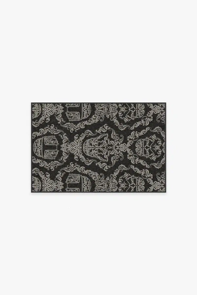 Ruggable Dark Side Damask Charcoal Flatwoven Rug In Black