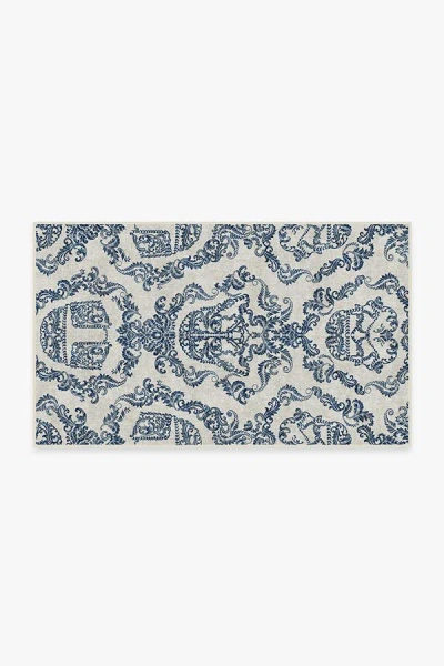 Ruggable Dark Side Damask Delft Blue Flatwoven Rug