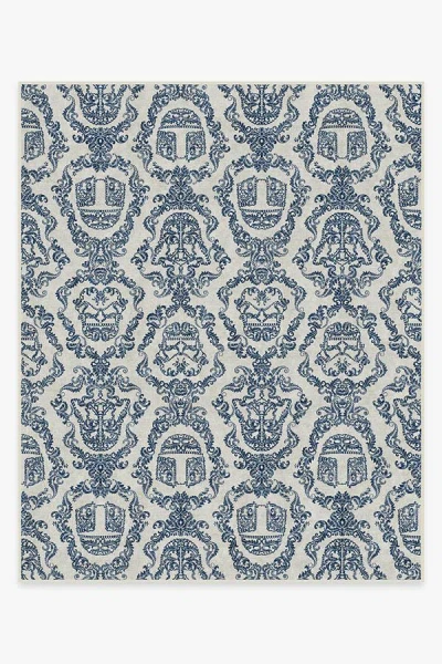 Ruggable Dark Side Damask Delft Blue Flatwoven Rug