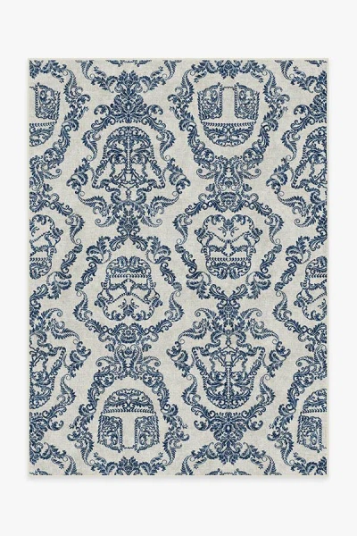Ruggable Dark Side Damask Delft Blue Flatwoven Rug