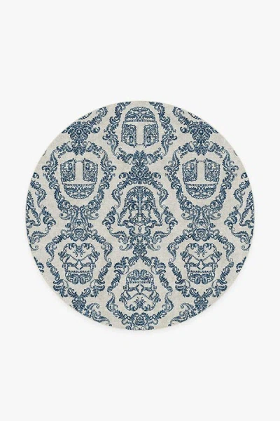 Ruggable Dark Side Damask Delft Blue Flatwoven Rug