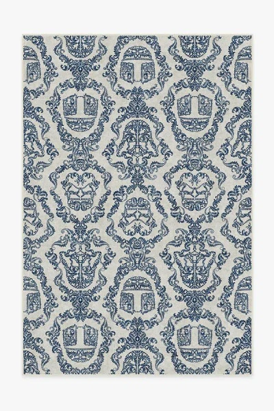 Ruggable Dark Side Damask Delft Blue Flatwoven Rug