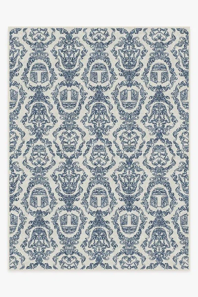 Ruggable Dark Side Damask Delft Blue Flatwoven Rug