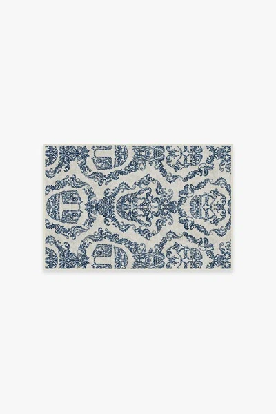 Ruggable Dark Side Damask Delft Blue Flatwoven Rug