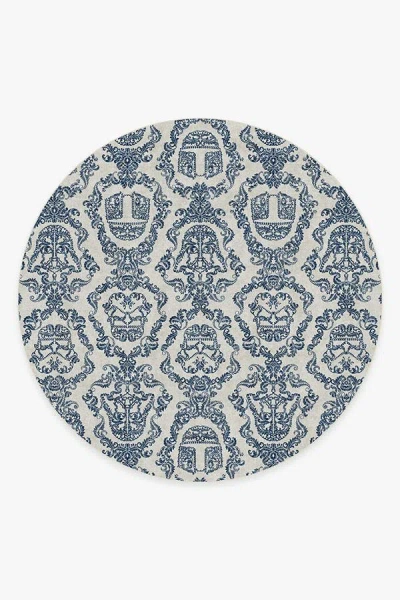 Ruggable Dark Side Damask Delft Blue Flatwoven Rug
