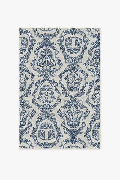 Ruggable Dark Side Damask Delft Blue Flatwoven Rug