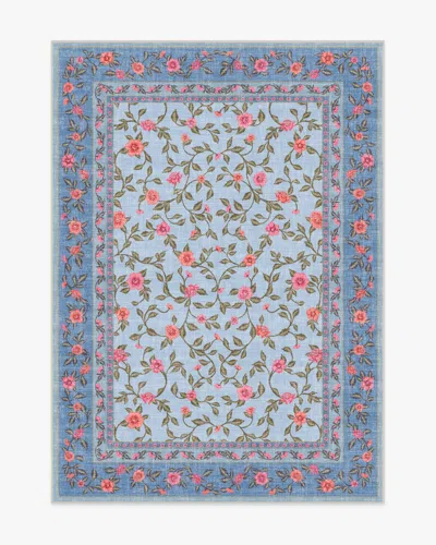 Ruggable Della Soft Blue & Coral Outdoor Rug In Black
