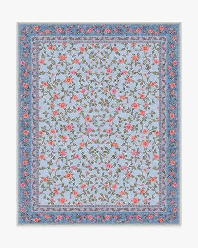 Ruggable Della Soft Blue & Coral Outdoor Rug In Black