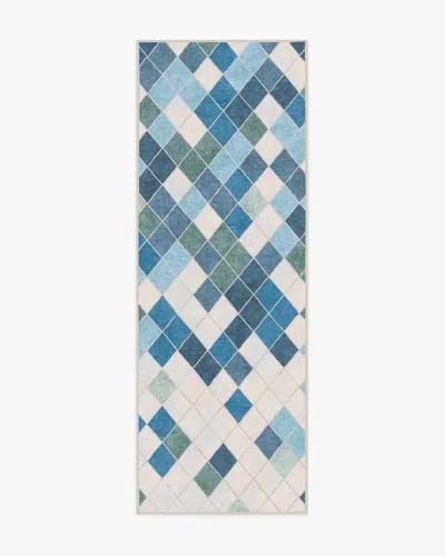 Ruggable Diamond Mosaic Blue Flatwoven Rug In Multi
