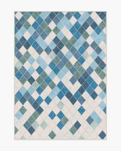 Ruggable Diamond Mosaic Blue Flatwoven Rug In Multi