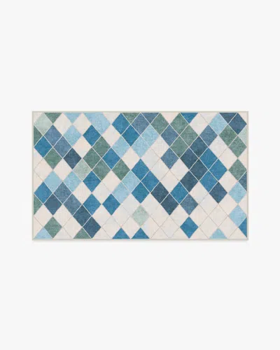 Ruggable Diamond Mosaic Blue Flatwoven Rug