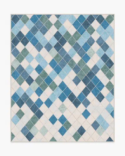 Ruggable Diamond Mosaic Blue Flatwoven Rug In Multi