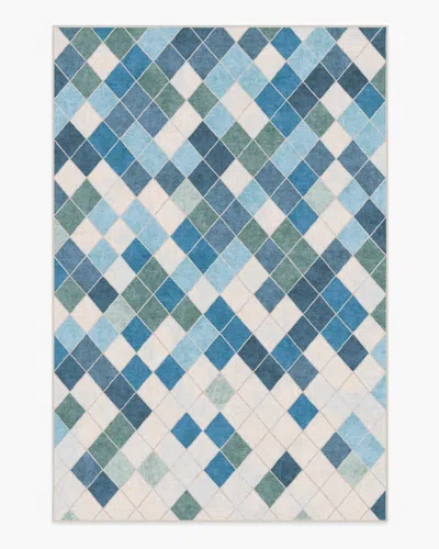 Ruggable Diamond Mosaic Blue Flatwoven Rug