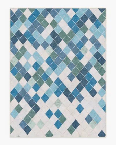 Ruggable Diamond Mosaic Blue Flatwoven Rug In Multi