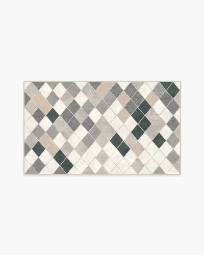 Ruggable Diamond Mosaic Warm Grey Flatwoven Rug In Multi