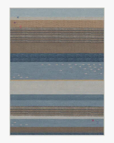 Ruggable Dover Slate Blue & Natural Flatwoven Rug In Multi