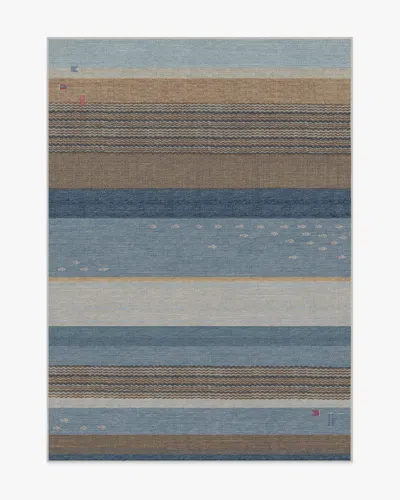 Ruggable Dover Slate Blue & Natural Flatwoven Rug In Multi