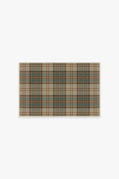 Ruggable Dress Stewart Tartan Khaki Flatwoven Rug In Brown