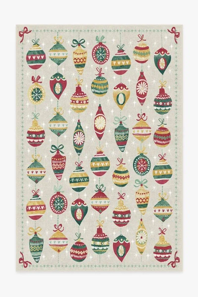 Ruggable Festive Garland Holiday Shortbread Flatwoven Rug In Multi