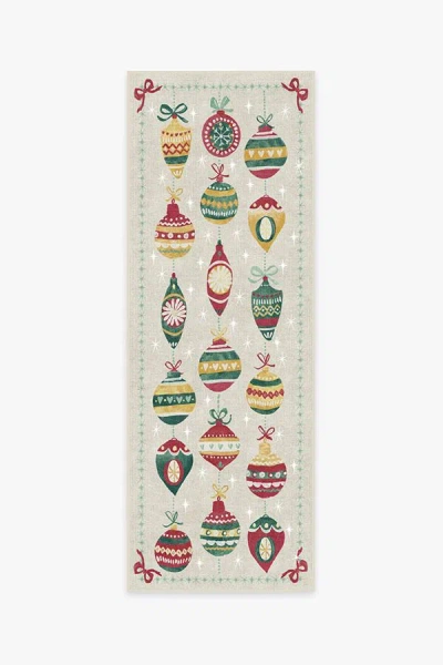 Ruggable Festive Garland Holiday Shortbread Flatwoven Rug In White