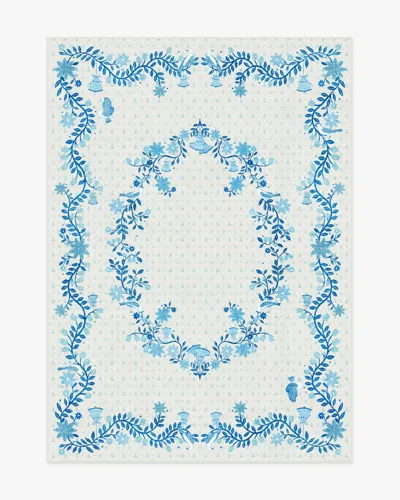 Ruggable Festive Yuletide Ivory & Blue Flatwoven Rug By The Hiltons