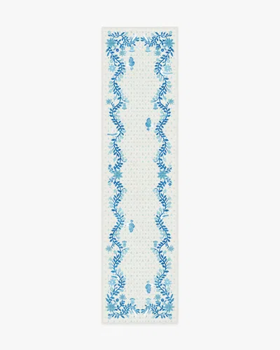 Ruggable Festive Yuletide Ivory & Blue Flatwoven Rug By The Hiltons