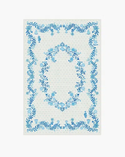 Ruggable Festive Yuletide Ivory & Blue Flatwoven Rug By The Hiltons
