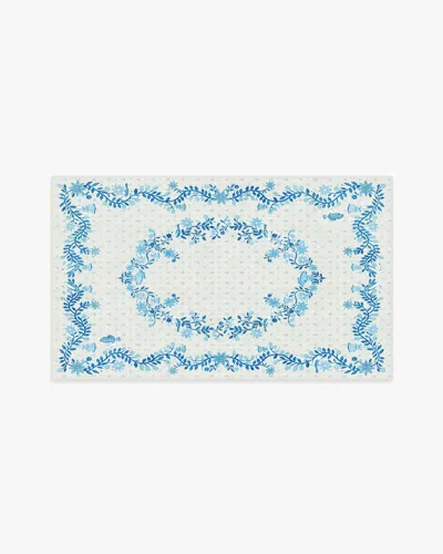 Ruggable Festive Yuletide Ivory & Blue Flatwoven Rug By The Hiltons