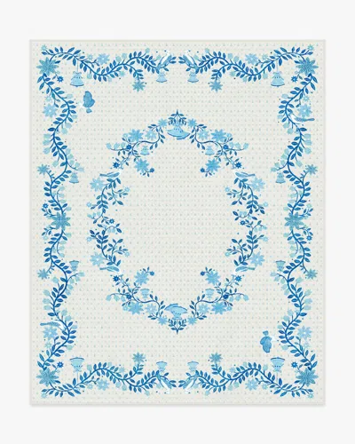Ruggable Festive Yuletide Ivory & Blue Flatwoven Rug By The Hiltons