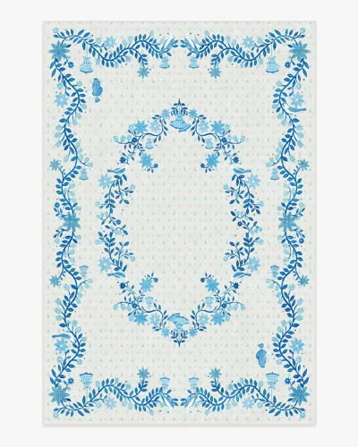 Ruggable Festive Yuletide Ivory & Blue Flatwoven Rug By The Hiltons
