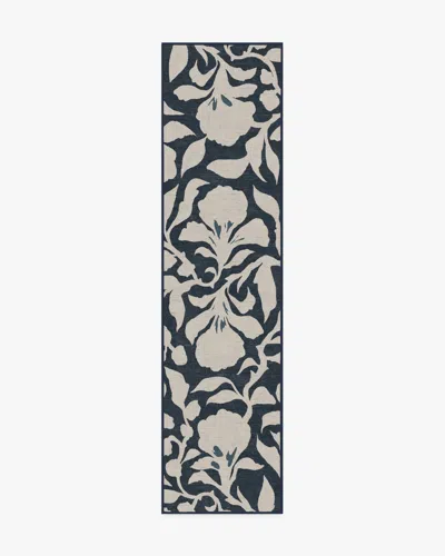 Ruggable Flora Ink Blue & Ivory Flatwoven Rug By The Hiltons