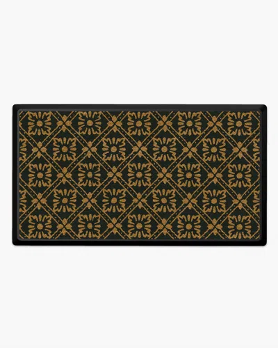 Ruggable Floral Lattice Large Doormat In Black