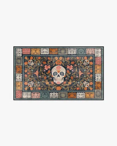 Ruggable Floral Sugar Skulls Multicolor Flatwoven Rug