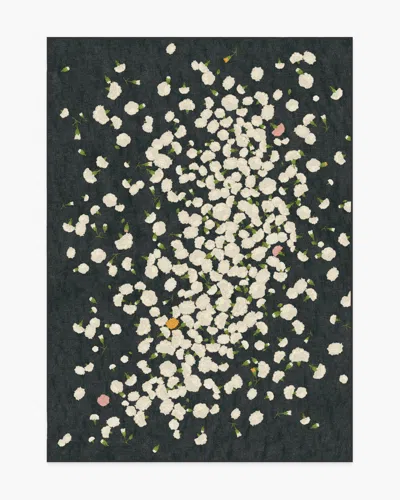 Ruggable Fluttering Carnations Charcoal & Ivory Flatwoven Rug By The Local Project In Gray