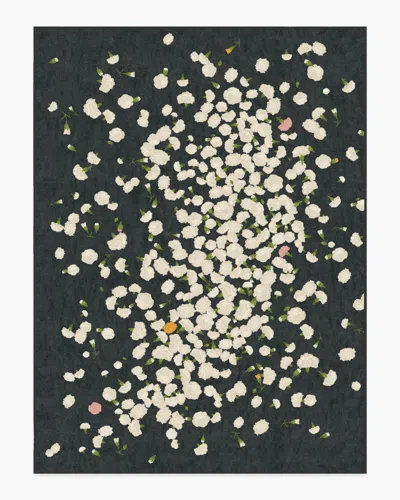 Ruggable Fluttering Carnations Charcoal & Ivory Flatwoven Rug By The Local Project In Multi