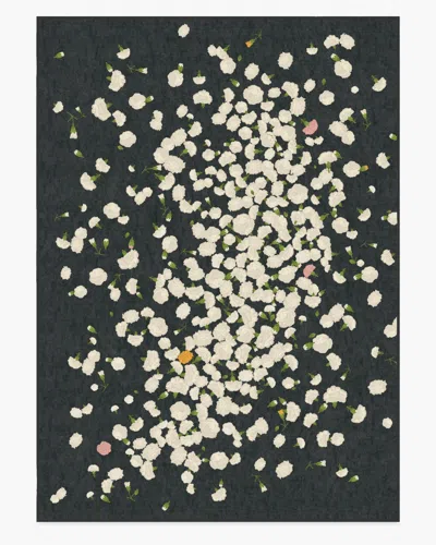 Ruggable Fluttering Carnations Charcoal & Ivory Flatwoven Rug By The Local Project In Black