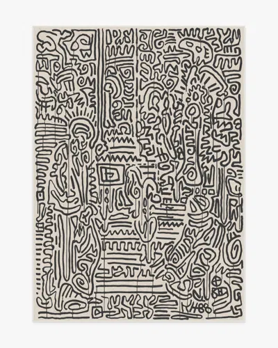 Ruggable Freestyle Black & Ivory Flatwoven Rug By Keith Haring