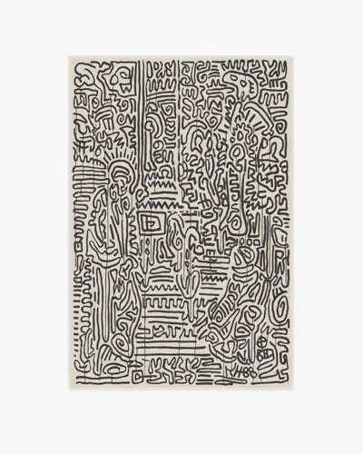 Ruggable Freestyle Black & Ivory Flatwoven Rug By Keith Haring
