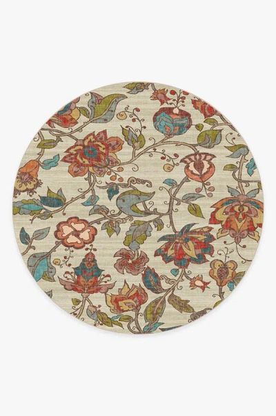 Ruggable Frida Floral Natural Flatwoven Rug In Multi
