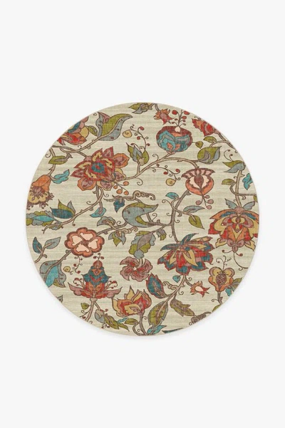 Ruggable Frida Floral Natural Flatwoven Rug In Multi