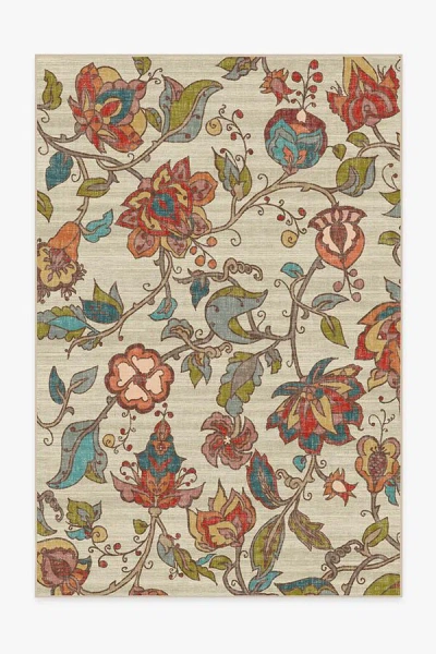 Ruggable Frida Floral Natural Flatwoven Rug In Multi