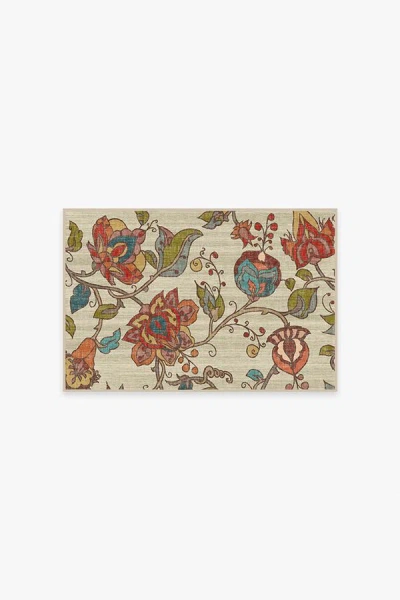 Ruggable Frida Floral Natural Flatwoven Rug In Multi