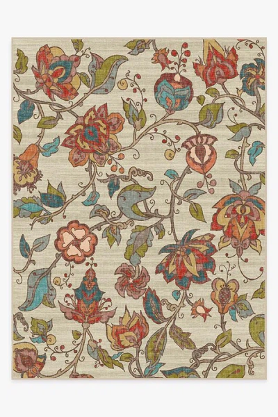 Ruggable Frida Floral Natural Flatwoven Rug In Multi