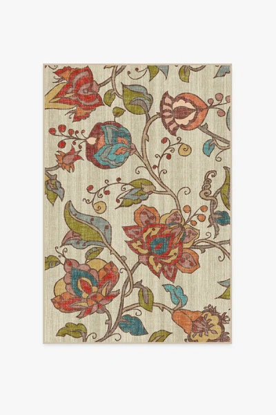 Ruggable Frida Floral Natural Flatwoven Rug In Multi