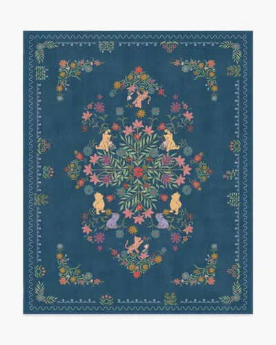 Ruggable Friendship Garden Blue Multicolor Flatwoven Rug