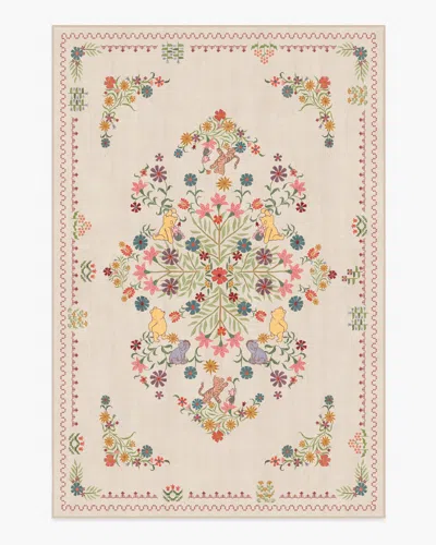 Ruggable Friendship Garden Cream Multicolor Flatwoven Rug In White