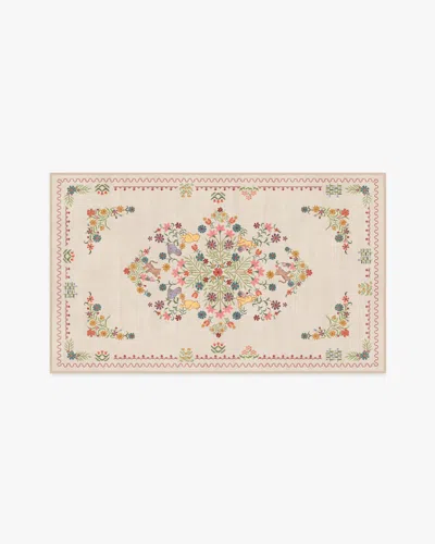Ruggable Friendship Garden Cream Multicolor Flatwoven Rug In White