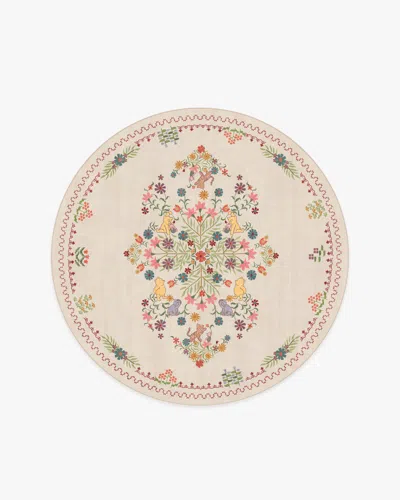 Ruggable Friendship Garden Cream Multicolor Flatwoven Rug In White